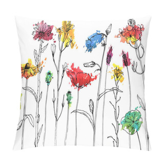Personality  Vector Drawing Herbs And Flowers Pillow Covers