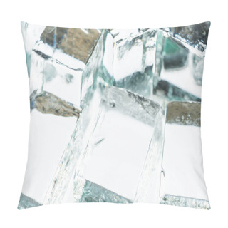 Personality  Close Up View Of Melting Transparent Clear Square Ice Cubes Pillow Covers