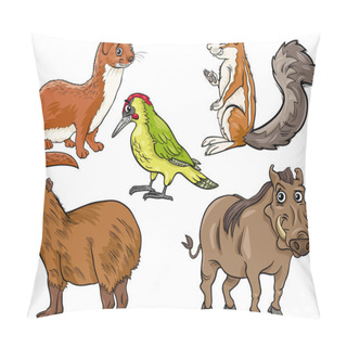 Personality  Wild Animals Set Cartoon Illustration Pillow Covers