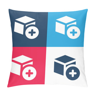 Personality  Add Blue And Red Four Color Minimal Icon Set Pillow Covers