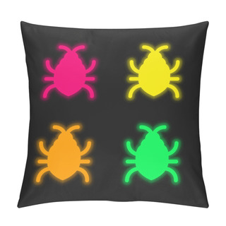 Personality  Big Bug Four Color Glowing Neon Vector Icon Pillow Covers