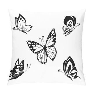 Personality  Tattoo Black And White Butterflies, Set Pillow Covers
