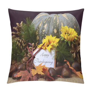 Personality  Happy Thanksgiving Pumpkin In Rustic Setting.  Pillow Covers