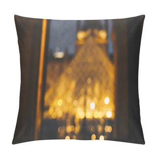 Personality  Blurry Image Of Night Lights Near Glass Pyramid At Louvre, Paris. Pillow Covers