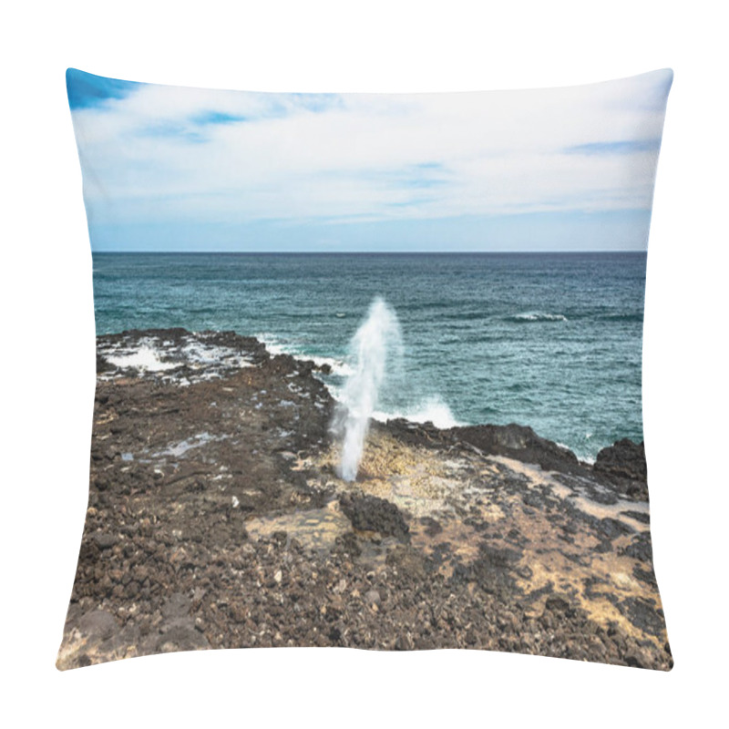 Personality  Water Shoots Along Spouting Horn Coast, Kauai, Hawaii Pillow Covers