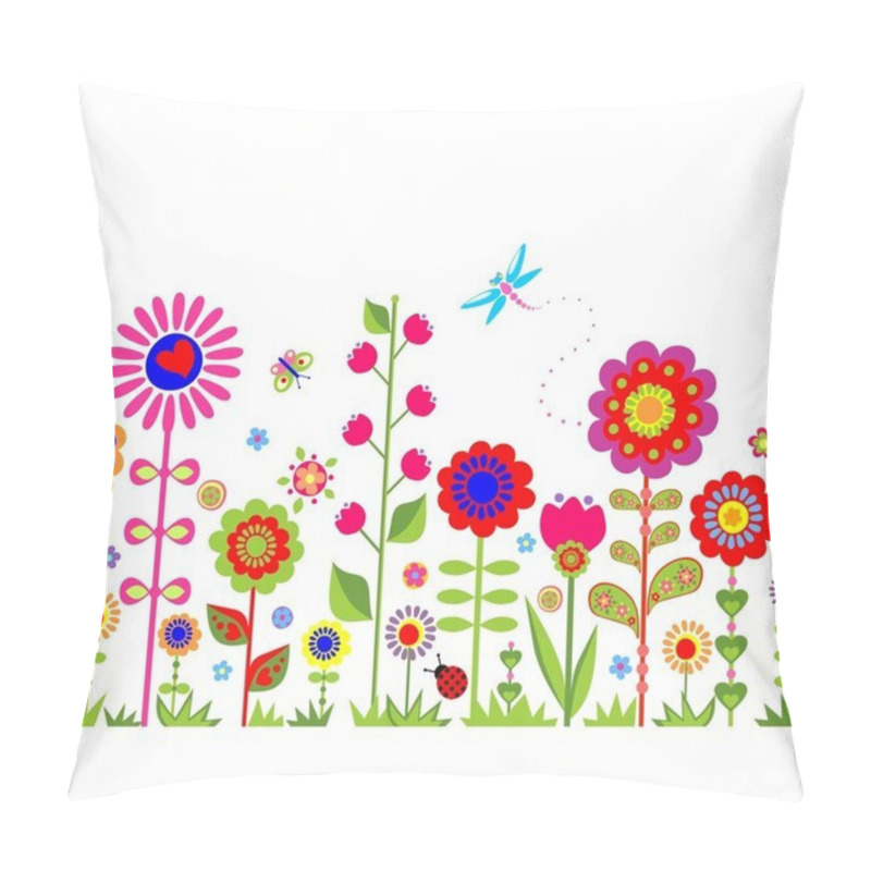 Personality  Spring seamless border with funny abstract flowers pillow covers
