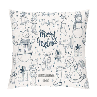 Personality  Christmas Decorations On White Pillow Covers