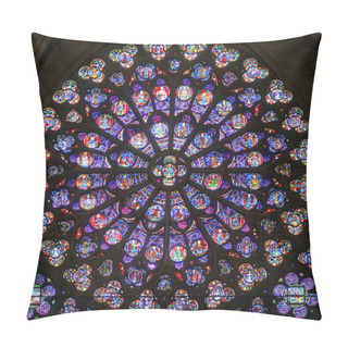 Personality  Rose Stained Glass Window In The Cathedral Of Notre Dame De Pari Pillow Covers