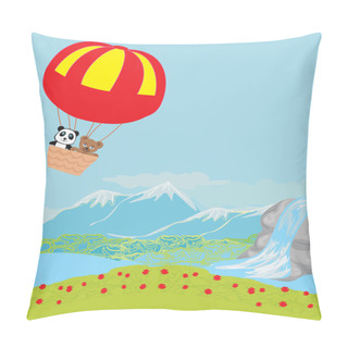 Personality  Sweet Bears In An Air Balloon Pillow Covers