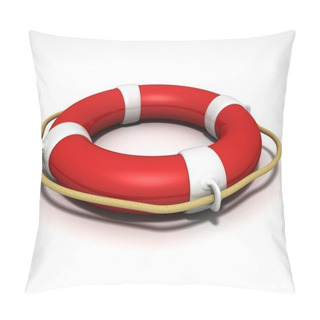 Personality  Red And White Lifebuoy On White Background Pillow Covers