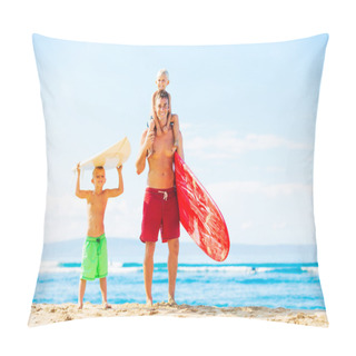 Personality  Father And Sons Going Surfing Pillow Covers