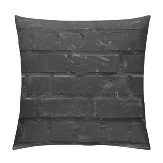 Personality  Brick Wall Painted In Black Color Pillow Covers