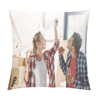 Personality  Couple Drinking Champagne In New House Pillow Covers