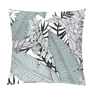 Personality  Floral Seamless Leaves Pattern With Tropical Plants Pillow Covers