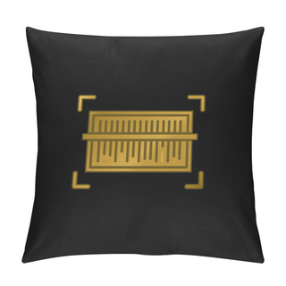 Personality  Barcode Gold Plated Metalic Icon Or Logo Vector Pillow Covers
