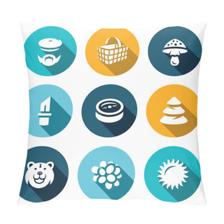 Personality  Vector Set Of Gathering In The Forest Icons. Pillow Covers