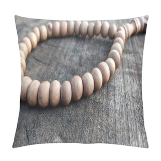 Personality  Wooden Rosary On A Wooden Background, Close-up Pillow Covers