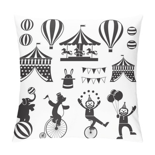 Personality  Circus Objects Icons Mono Set Pillow Covers