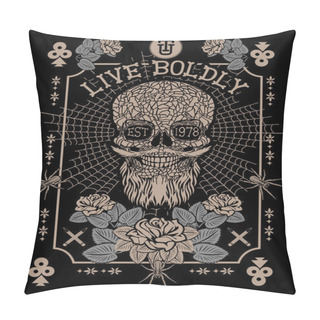 Personality  Skull And Roses Sketch Pillow Covers