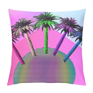 Personality  Aesthetic Art Collage. Palm Trees. Beach Mood. Zine Culture Tren Pillow Covers
