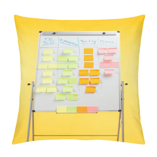 Personality  White Office Board With Sticky Notes And Copy Space Isolated On Yellow Pillow Covers
