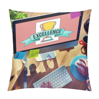 Personality  Man Using Computer At Workplace Table Pillow Covers