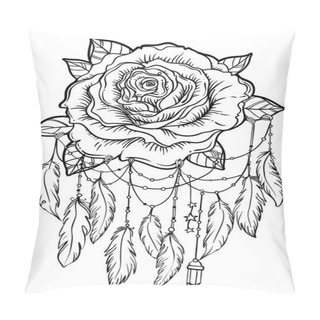 Personality  Dream Catcher With Rose Flower, Detailed Vector Illustration Iso Pillow Covers