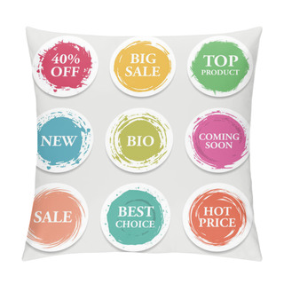 Personality  Colorful Vector Paper Circle, Sticker, Label, Banner With Brush Strokes. Pillow Covers