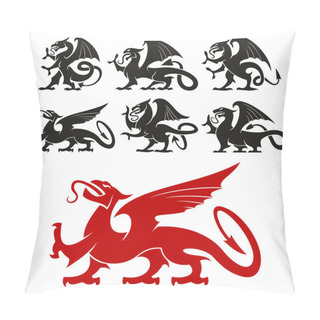 Personality  Heraldic Griffin And Mythical Dragon Silhouettes Pillow Covers