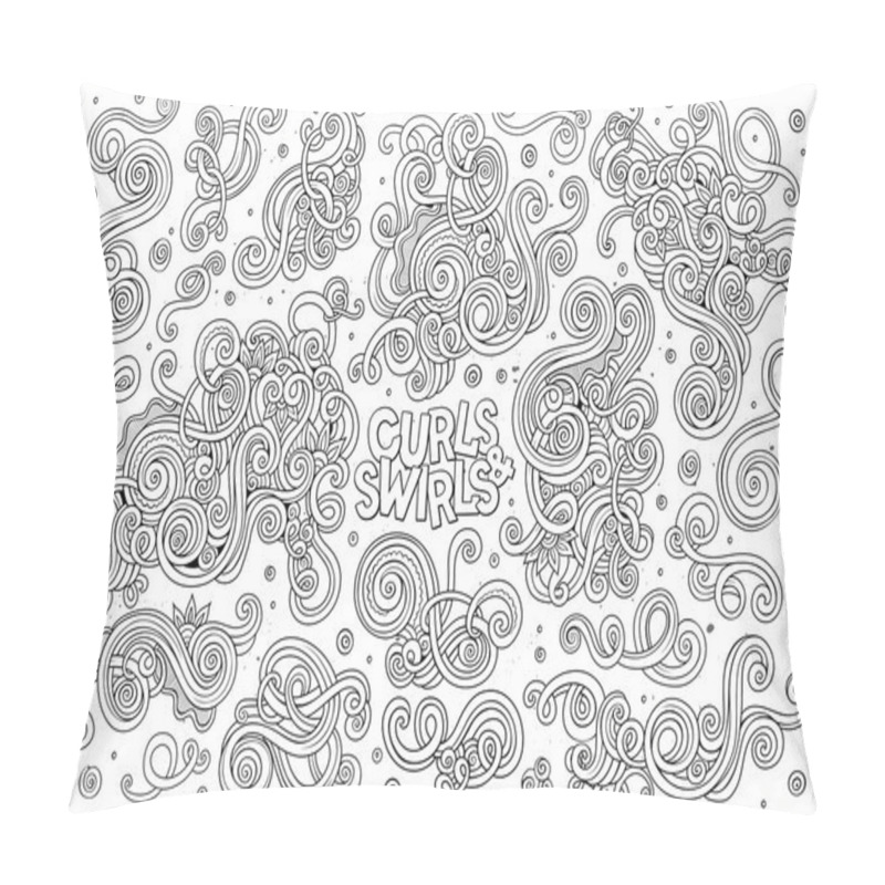 Personality  Vector hand drawn Doodle cartoon set of curls and swirls pillow covers