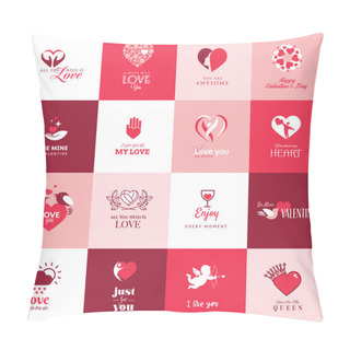 Personality  Set Of Love And Romantic Icons For Valentines Day Pillow Covers