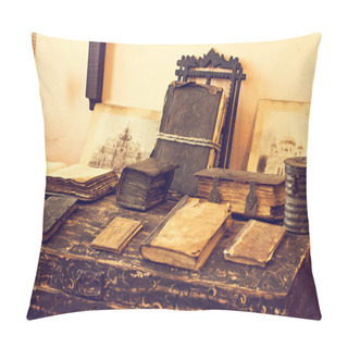 Personality   Old Religious Slavonic Books With Ancient Texts In Historical Museum Pillow Covers