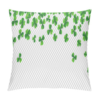 Personality  Patrick Day Background With Vector Four-leaf Clover Pattern Background. Lucky Fower-leafed Green Background For Irish Beer Festival St Patrick's Day. Vector Green Grass Clover Pattern Background Pillow Covers