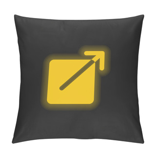 Personality  Black Square Button With An Arrow Pointing Out To Upper Right Yellow Glowing Neon Icon Pillow Covers