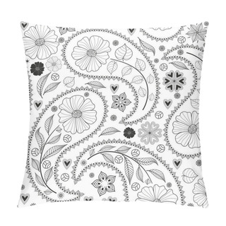 Personality  Seamless Monochromatic Black Pattern With Paisley Pillow Covers