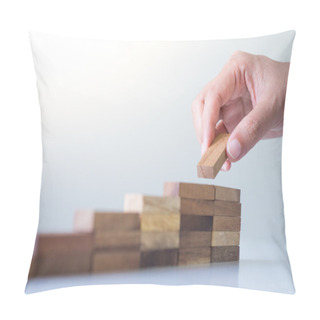 Personality  Hand Aranging Wood Block Stacking As Step Stair.  Pillow Covers