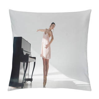 Personality  Young Ballerina Dancing In Sunlight Near Black Piano  Pillow Covers