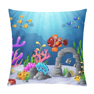 Personality  Cartoon Tropical Fish With Beautiful Underwater World Pillow Covers