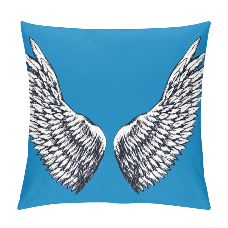 Personality  Outstretched wings. Vector drawing pillow covers