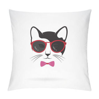 Personality  Vector Of Cats Wear Sunglasses On White Background. Animal. Cat  Pillow Covers
