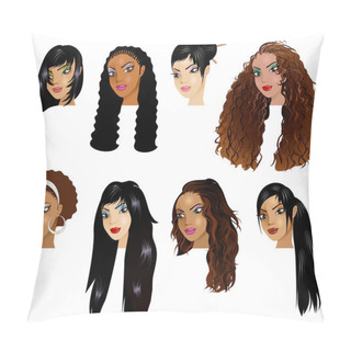 Personality  Raster Version Illustration Of Black Women Faces Pillow Covers