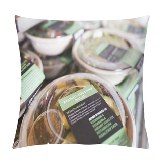 Personality  Healthy Takeaway Salads On Display In Coffee Shop Pillow Covers