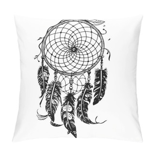 Personality  Dreamcatcher Simbol Sketch Hand Drawn In Doodle Style Pillow Covers