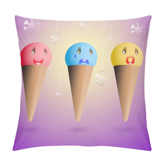 Personality  Ice Cream Emotions. Vector Set. Pillow Covers