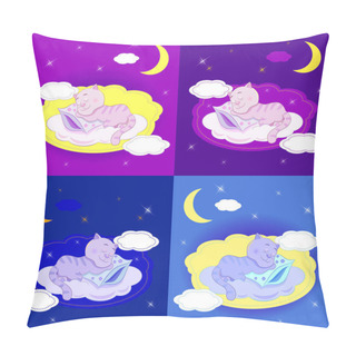 Personality  Funny Cartoon Cat Sleeping On A Cloud Pillow Covers