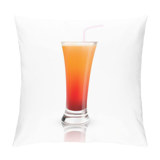 Personality  Glass With Juice. Vector Illustration.  Pillow Covers