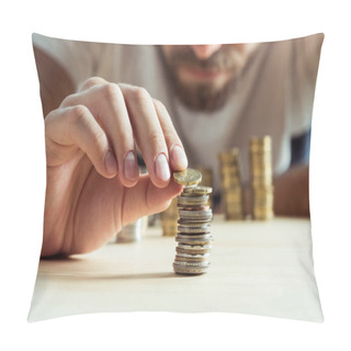 Personality  Man Stacking Coins  Pillow Covers