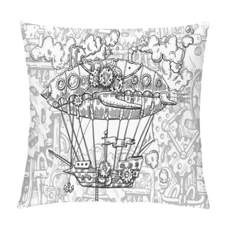Personality  Hand Drawn Vector Sketch Illustration Vintage Aircraft. Pillow Covers