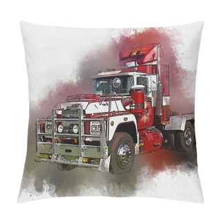 Personality  American Truck Illustration Color Isolated Art Vintage Retro Pillow Covers