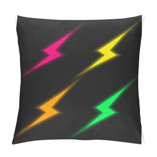 Personality  Bolt Four Color Glowing Neon Vector Icon Pillow Covers